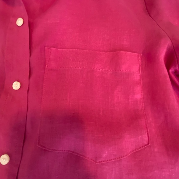 100% Linen Oversized Button Down Shirt Bright Pink Excellent Condition - Picture 4 of 11